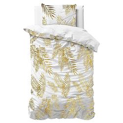 Foto van Dekbedovertrek glamour leaves dekbedovertrek - eenpersoons (140x200 cm) - wit & goud microvezel - dessin: patroon, luxe - sleeptime -