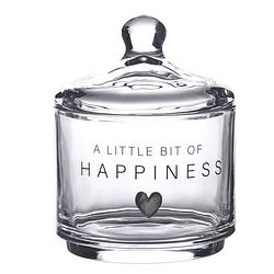 Foto van Clayre & eef voorraadpot deksel ø 10x13 cm glas rond hart a little bit of happiness voorraadbus bewaarpot opbergpot