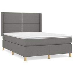 Foto van The living store boxspringbed donkergrijs - 193 x 147 x 118/128 cm - pocketvering - middelharde ondersteuning -