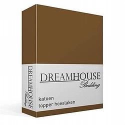 Foto van Dreamhouse bedding katoen topper hoeslaken - 100% katoen - lits-jumeaux (160x200 cm) - taupe
