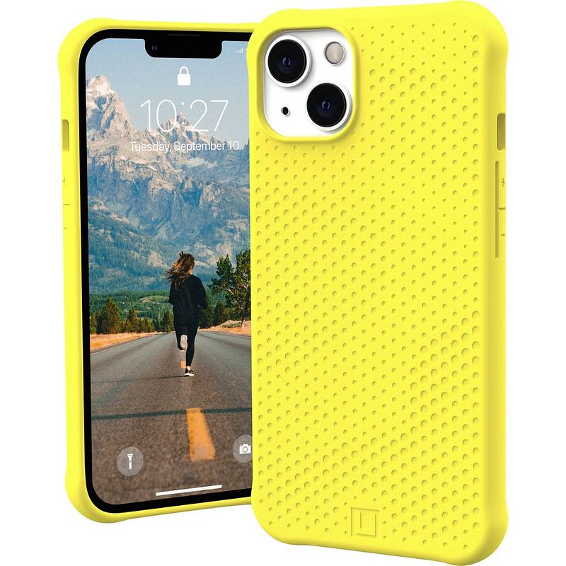 Foto van Urban armor gear dot case backcover apple iphone 13 geel