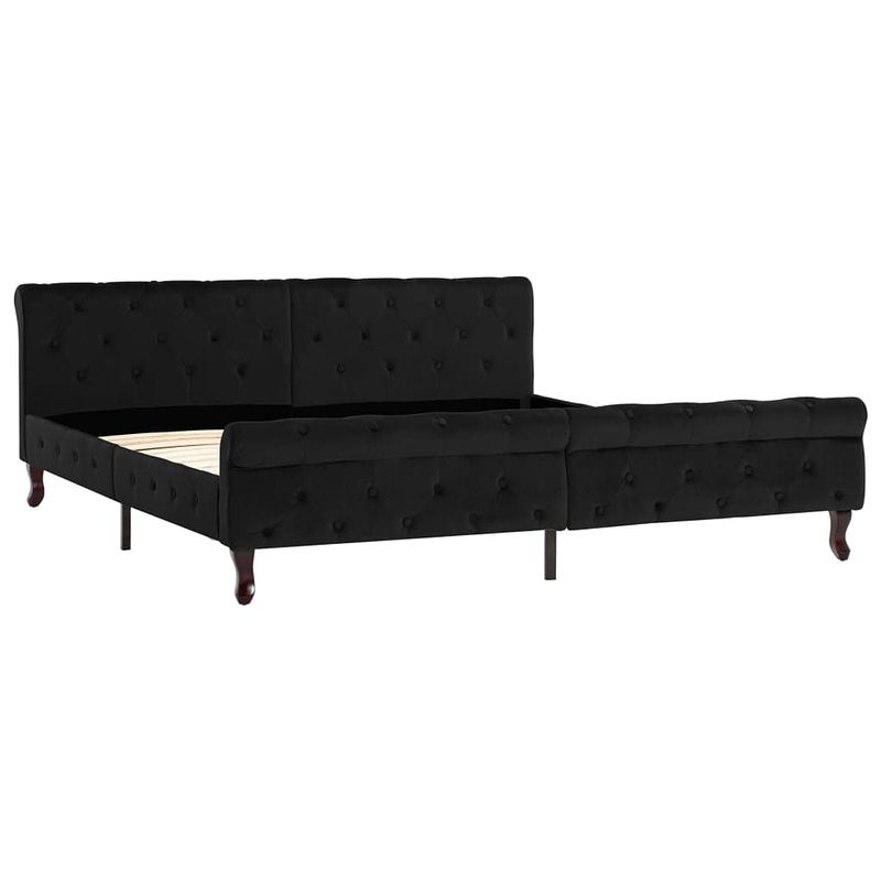 Foto van The living store bedframe - klassiek - fluweel - 226 x 186.5 x 74 cm - zwart