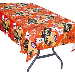 Foto van Halloween/horror thema feest tafelkleed - spookjes - oranje - papier - 177 x 134 cm - feesttafelkleden
