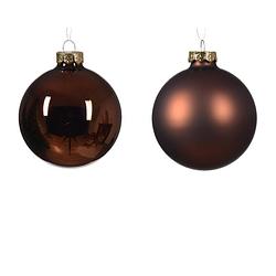 Foto van Decoris - kerstbal glas d8 cm espresso ass 6st kerst