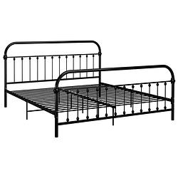 Foto van The living store metalen bedframe - massieve constructie - metalen lattenbodem - elegante en klassieke uitstraling -