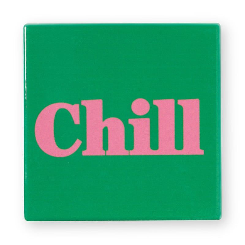 Foto van Siertegel chill - roze/groen - 10x10x0.5 cm