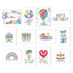 Foto van Fissaly® 48 stuks wenskaarten & verjaardagskaarten set met enveloppen - verjaardag kaarten box - felicitatiekaarten