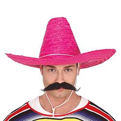 Foto van Guirca mexicaanse sombrero hoed voor heren - carnaval/verkleed accessoires - roze - verkleedhoofddeksels