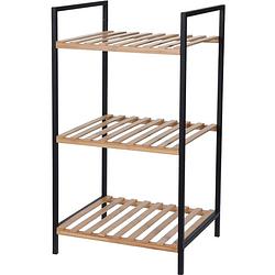 Foto van Bamboe houten badkamer kastje/trolley 70 cm - badkamerkastjes