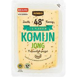 Foto van 2 voor € 4,50 | jumbo komijn jong kaas 48+ plakken 190g aanbieding bij jumbo