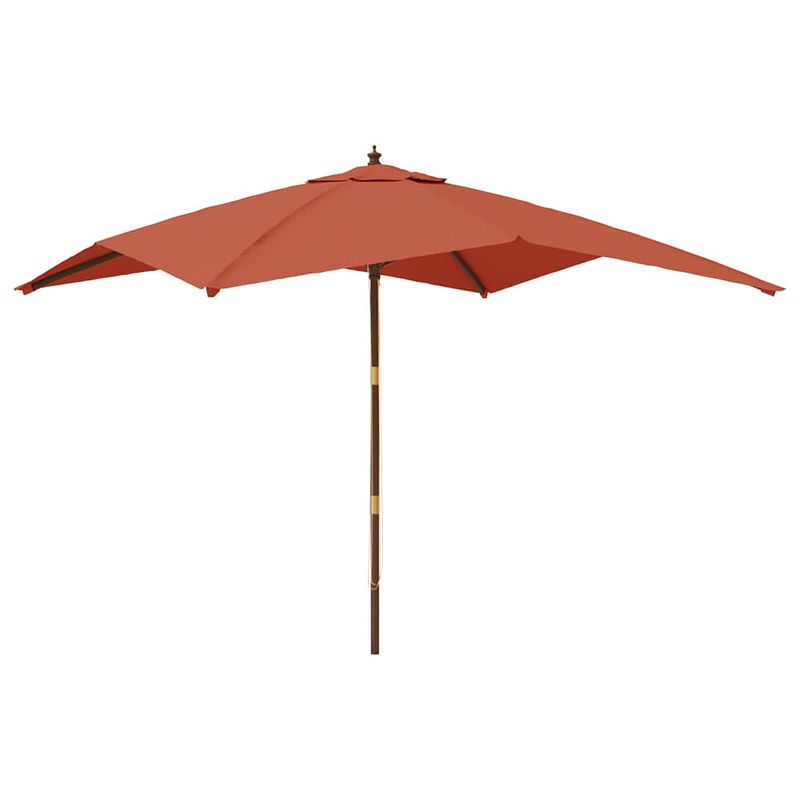 Foto van Vidaxl parasol met houten paal 300x300x273 cm terracottakleurig