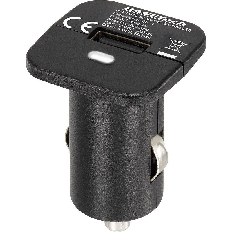 Foto van Basetech kuc-2400 bt-2348503 usb-oplader auto uitgangsstroom (max.) 2400 ma 1 x usb