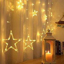 Foto van Led lichtgordijn - kerstverlichting - maxozo star - ster - warm wit - 150 leds - 2.5 meter - usb - afstandsbediening -