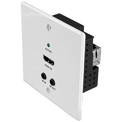 Foto van Lindy 70m cat.6 hdmi 4k60, ir & rs-232 hdbaset uk wall plate extender, transmitter hdmi, ir (3.5 mm jackplug) extender (verlenging) 70 m