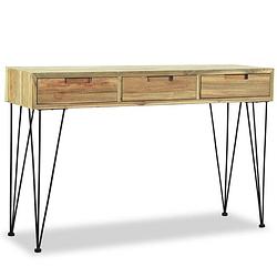 Foto van The living store wandtafel - koloniale stijl - teakhout - 120 x 35 x 76 cm - 3 lades