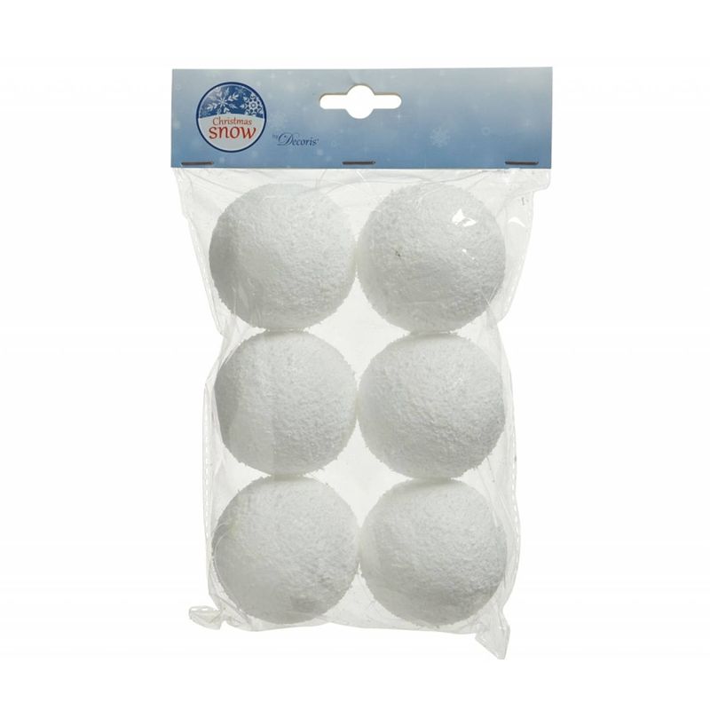 Foto van Decoris - 3 stuks sneeuwballen foam hang d8 cm wit 6st