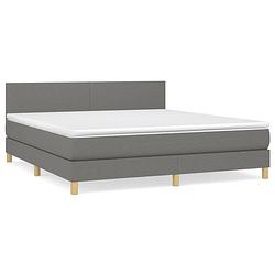 Foto van The living store boxspringbed - donkergrijs - 203 x 160 x 78/88 cm - pocketvering matras - middelharde ondersteuning -