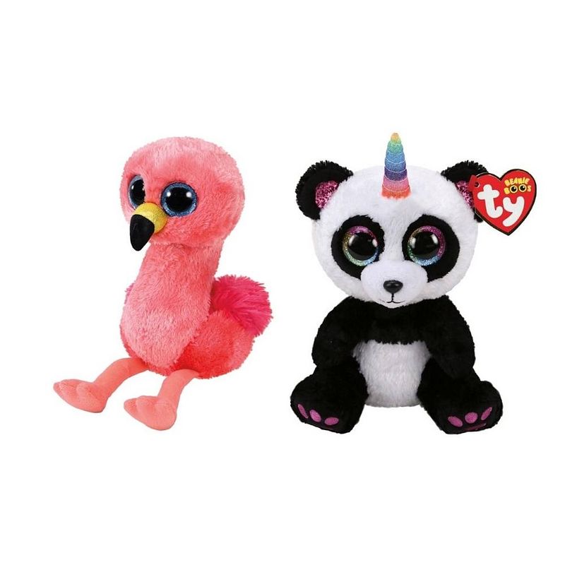 Foto van Ty - knuffel - beanie boo's - gilda flamingo & paris panda