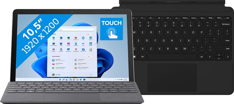 Foto van Microsoft surface go 3 - 8 gb - 128 gb + microsoft surface go type cover qwerty zwart