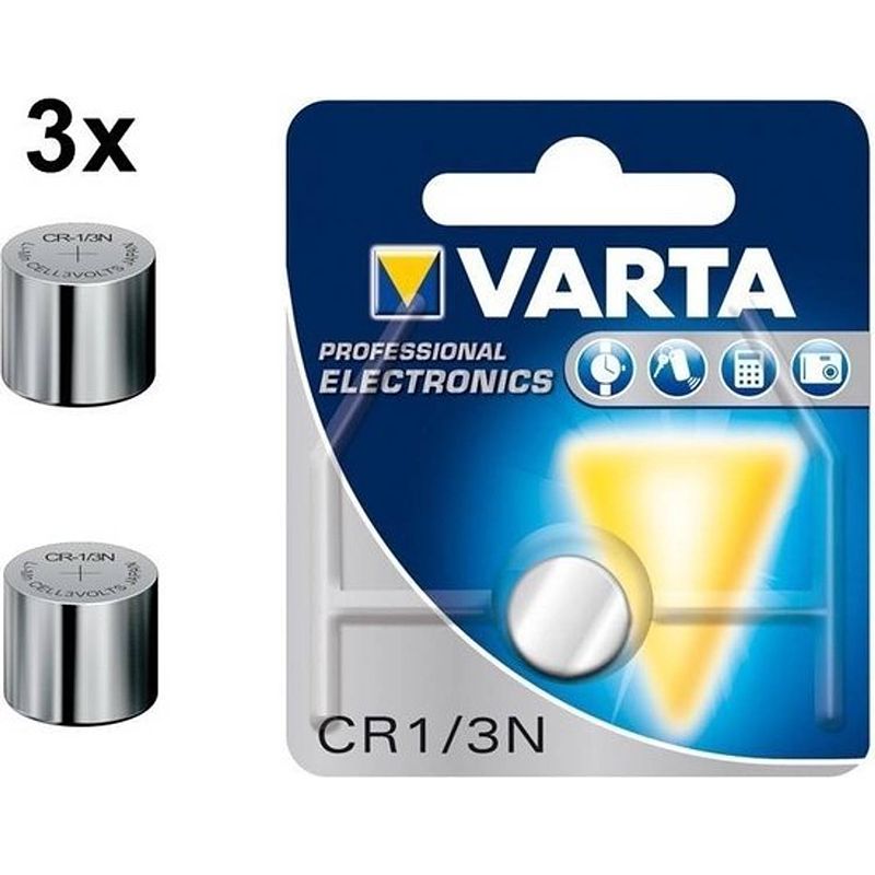 Foto van 3 stuks - varta professional electronics cr 1/3 n 6131 170mah 3v knoopcelbatterij