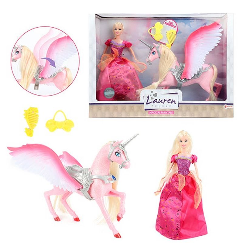 Foto van Toi toys lauren tienerpop prinses met glitter eenhoorn - incl. accessoires