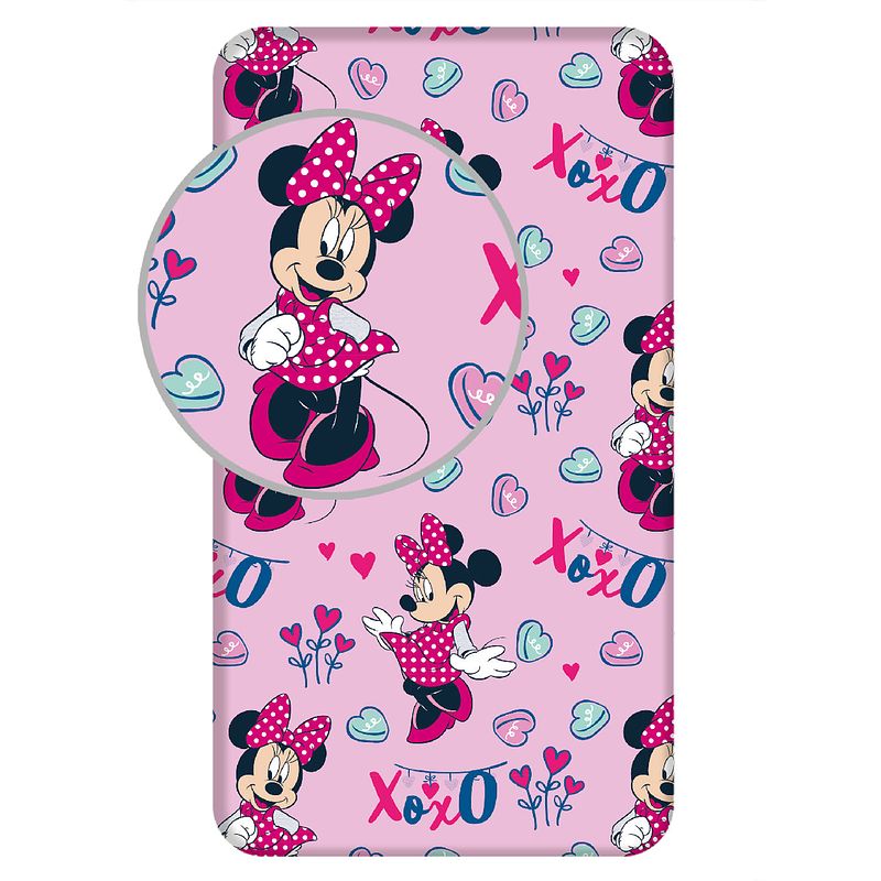 Foto van Disney minnie mouse hoeslaken xoxo - eenpersoons - 90 x 200 cm - katoen