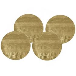 Foto van 4x stuks ronde placemats goud glitter 38 cm van kunststof - placemats