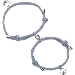 Foto van Armband set met magneet koppel armband grijs armband unisex - romantisch cadeau - vriendschapsarmband