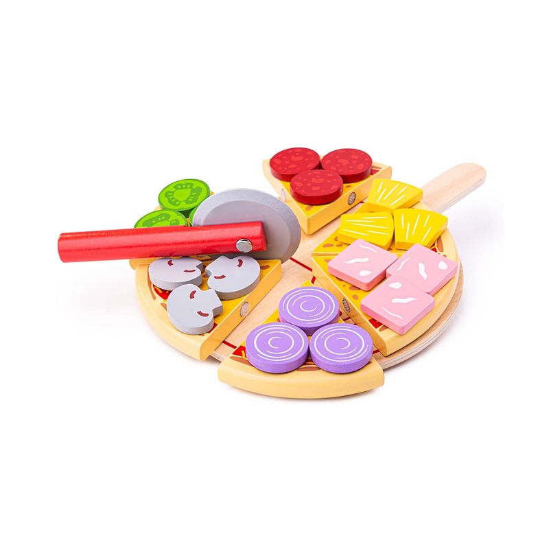 Foto van Bigjigs houten pizza set incl. rolsnijder - 26-delig