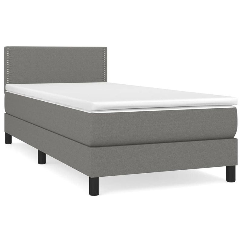 Foto van The living store boxspringbed - comfort - bed - 193 x 90 x 78/88 cm - donkergrijs - pocketvering matras - middelharde