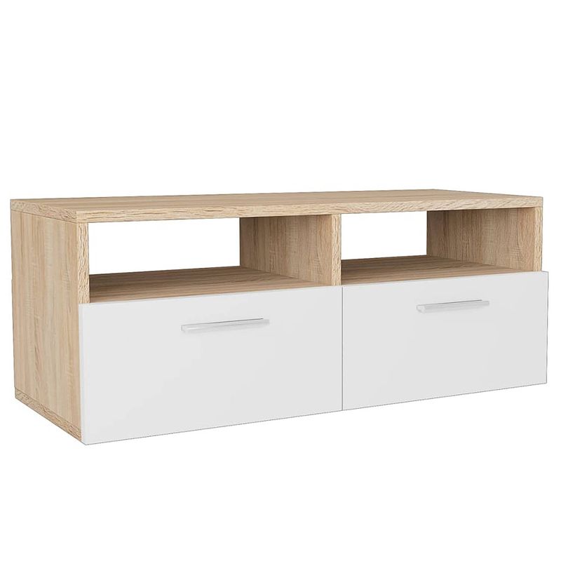 Foto van Vidaxl tv-meubel 95x35x36 cm spaanplaat eikenkleurig en wit