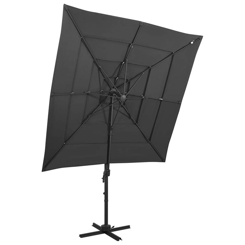 Foto van Vidaxl parasol 4-laags met aluminium paal 250x250 cm antracietkleurig