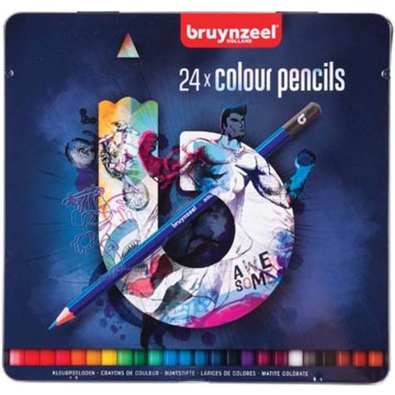 Foto van Bruynzeel kleurpotloden dark, metalen doos van 24 stuks
