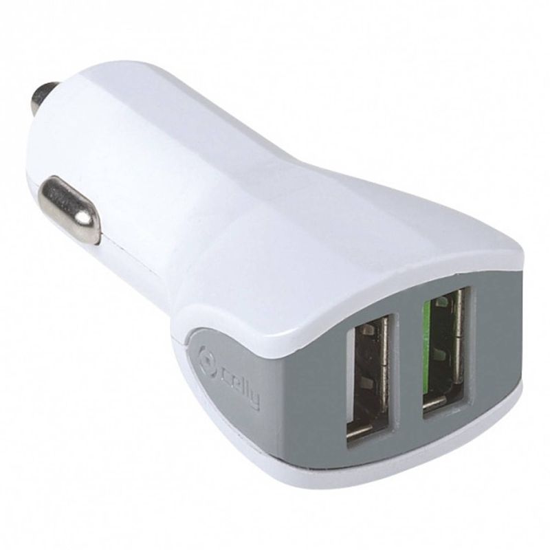 Foto van Celly autolader dual usb (12/24v 3.4a) wit