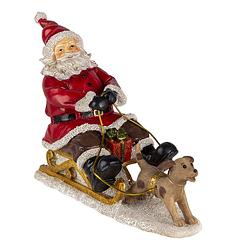 Foto van Clayre & eef kerstdecoratie beeld kerstman 24*8*16 cm rood bruin kunststof decoratief figuur decoratieve accessoires