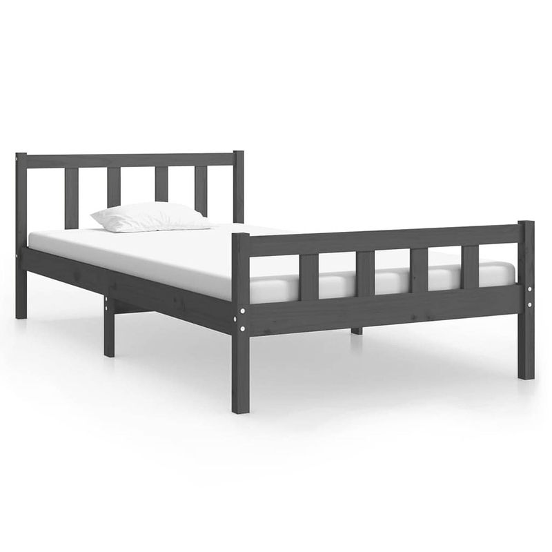 Foto van The living store bedframe classic - 100 x 200 cm - grijs - massief grenenhout