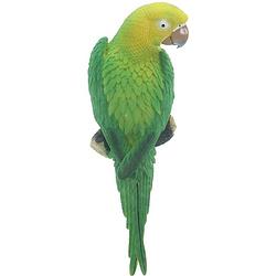 Foto van Dierenbeeld groene ara papegaai vogel 31 cm tuinbeeld hangdeco - tuinbeelden