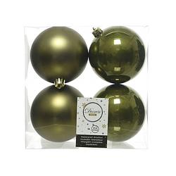 Foto van Kerstballen plastic glans-mat dia 10 cm mosgroen