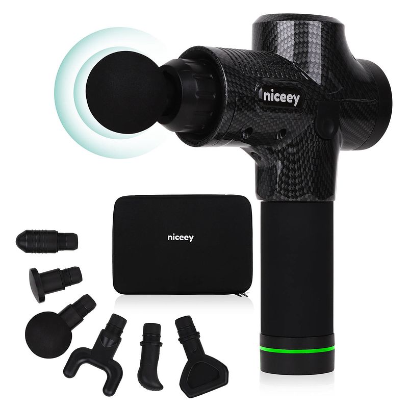 Foto van Niceey professionele massage gun - draadloos - zwart