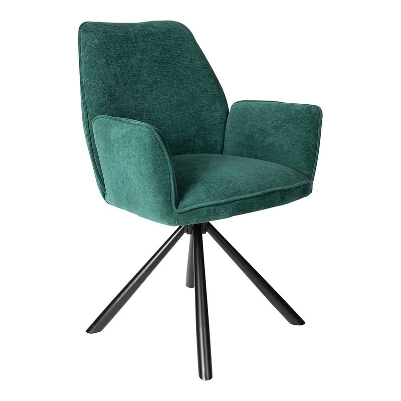 Foto van Ptmd vicky dark green velvet chair black steel leg kd