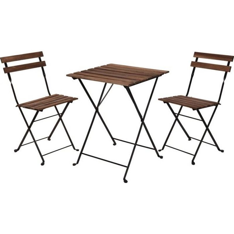 Foto van Bistro set - tuintafel en stoelen - zwart - metaal - hout