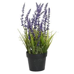 Foto van Lavendel kunstplant in pot - violet paars - d15 x h30 cm - kunstplanten