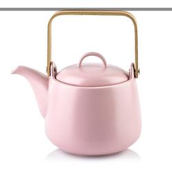 Foto van Affekdesign happy poeder roze porseleinen thee set inclusief 2 kop en schotel / melk en suiker set en theepot 5-delig