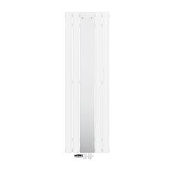 Foto van Platte badkamerradiator met spiegel en onderaansluiting set 1600x450 mm wit ml-design