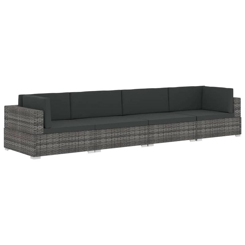 Foto van Infiori 4-delige loungeset met kussens poly rattan grijs