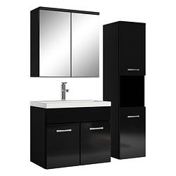 Foto van Badplaats badkamermeubel montreal 60cm complete set met spiegelkast - hoogglans zwart