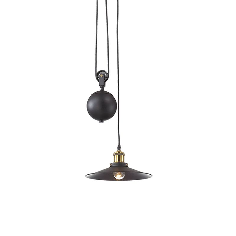 Foto van Landelijke zwarte hanglamp - ideal lux up and down - metaal - e27