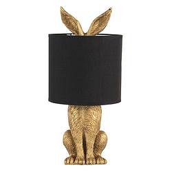 Foto van Haes deco - tafellamp - city jungle - konijn in de lamp, ø 20x43 cm - goud/zwart - bureaulamp, sfeerlamp, nachtlampje