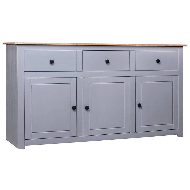 Foto van Vidaxl dressoir panama range 135x40x80 cm massief grenenhout grijs