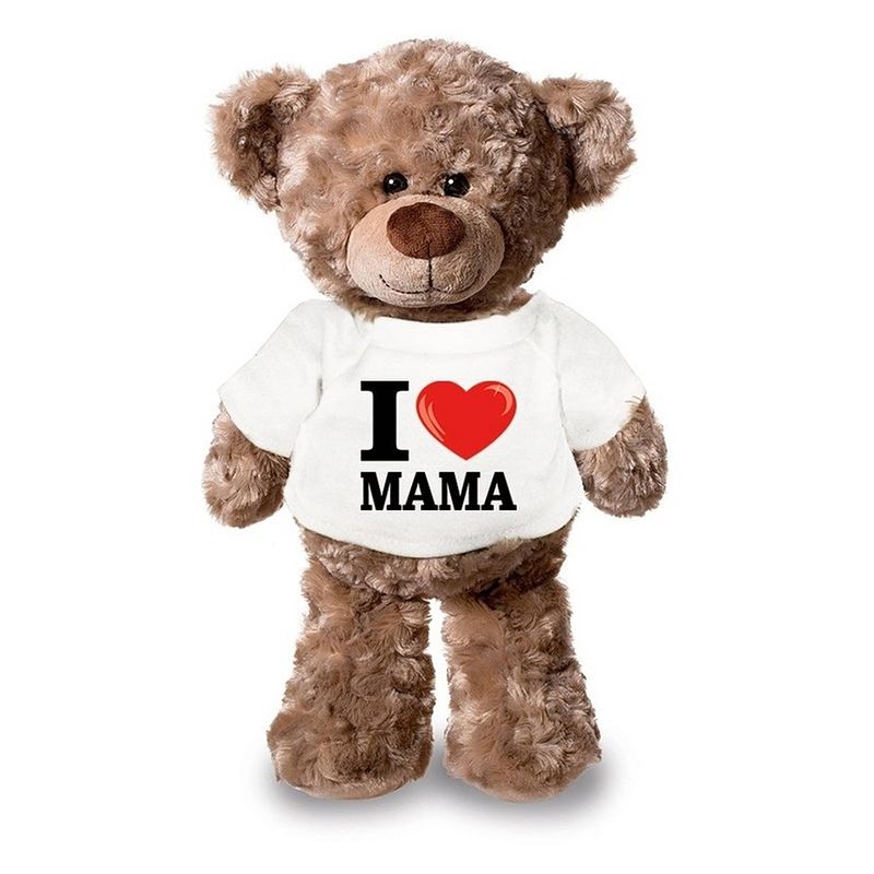 Foto van Knuffel teddybeer met i love mama shirt 43 cm - knuffelberen